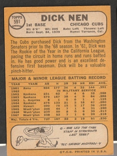 1968 Topps Baseball Cards Scegli una carta a scelta 295-660 EX X-MT 1/25 Set Break - Foto 478 di 490