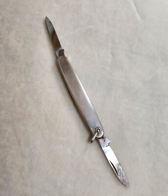 Lestage Small Sterling Silver Double Sided Mini Pocket Knife 