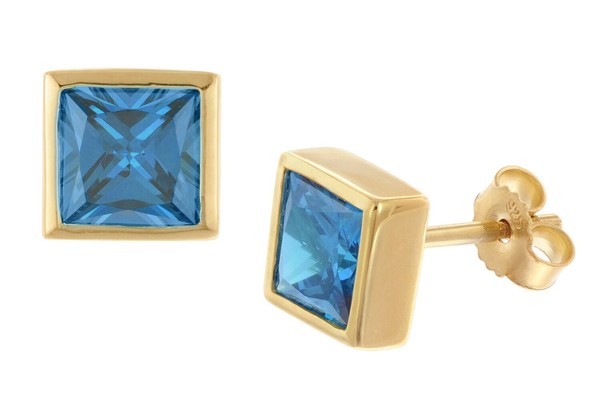 Trendor Schmuck Ohrringe Silber Vergoldet Ohrstecker Mit Synthetischem Blautopas-image