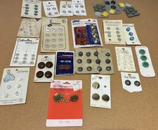 Button Lot Vintage original cards mounted Metal Mother Of Pearl Various Types