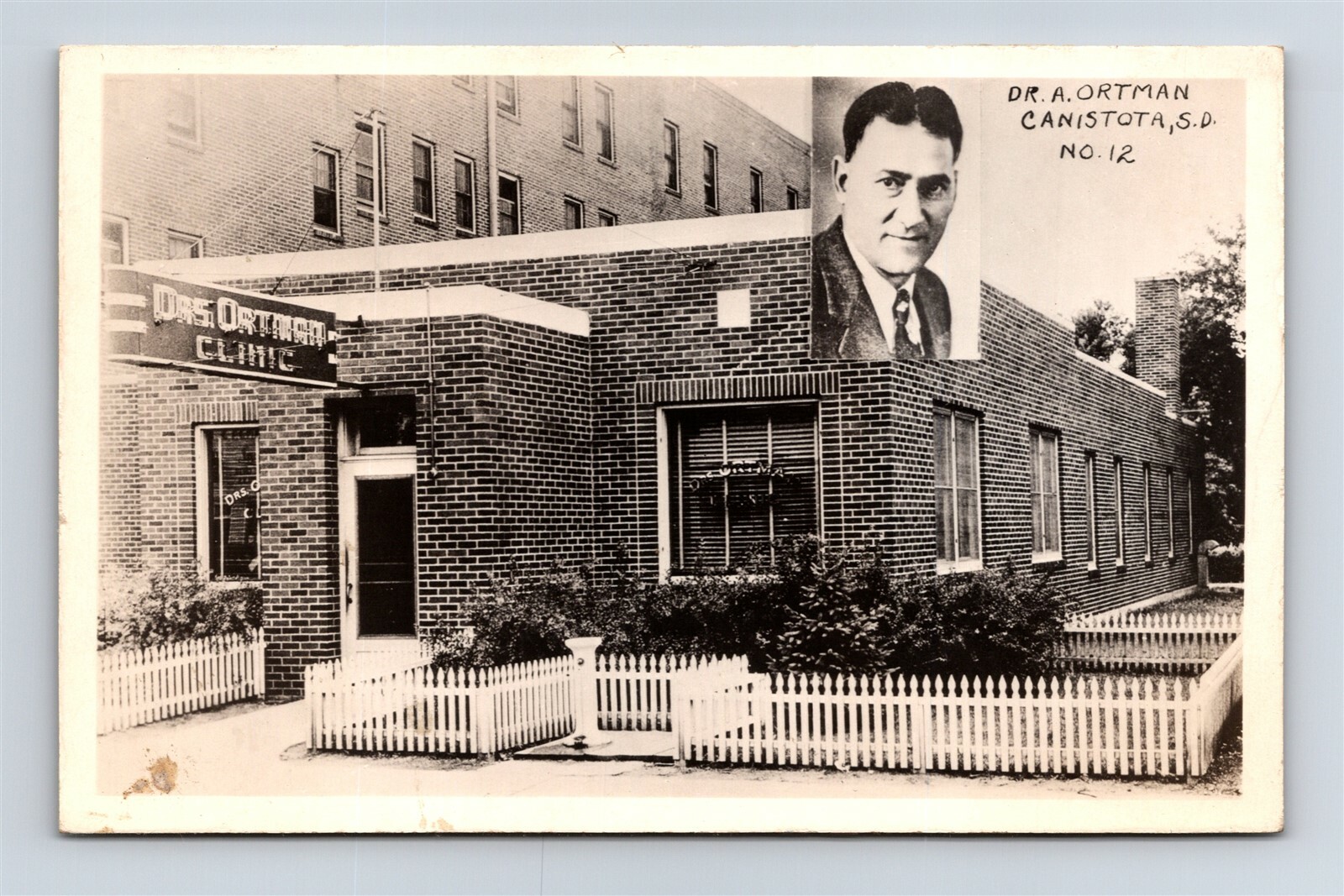 Postcard SD Canistota South Dakota Dr Ortman Clinic 1950s RPPC Photo