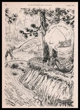 1927 Old Time Hardware Store Keeper Fisherman G K Black Cartoon Vintage Print Ad