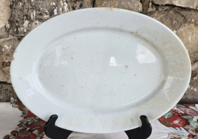 White Ironstone Oval Platter 16.25'' Burgess & Goddard Staffordshire c.1858-90