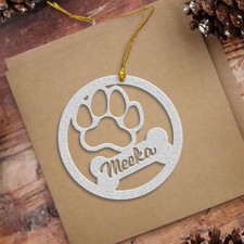 Personalized Dog Paw Print Ornament, Christmas Ornament, Pet Bauble