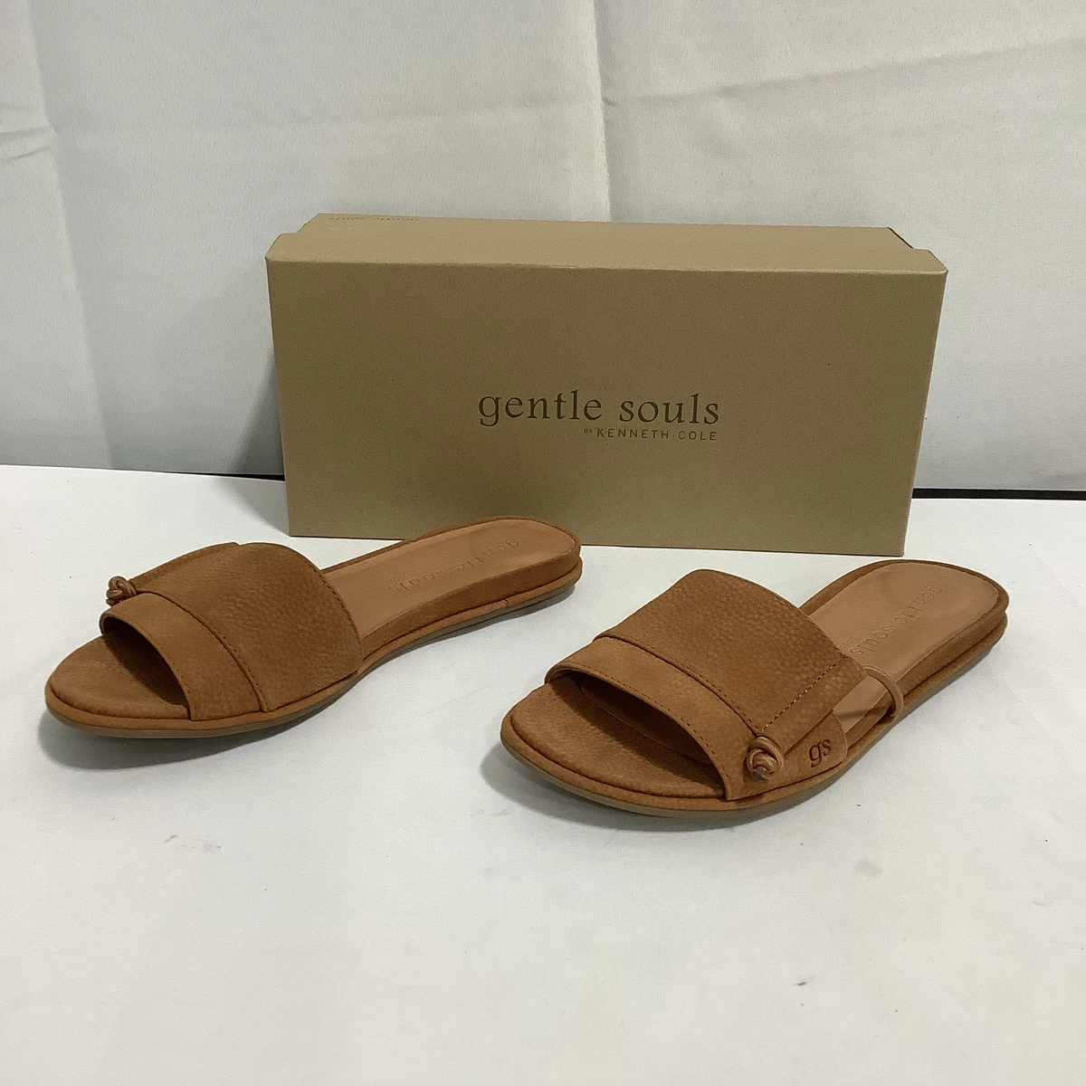 Gentle Souls Women s Lark Slide Brown Leather Slip On Slide Sandals Size 7.5M