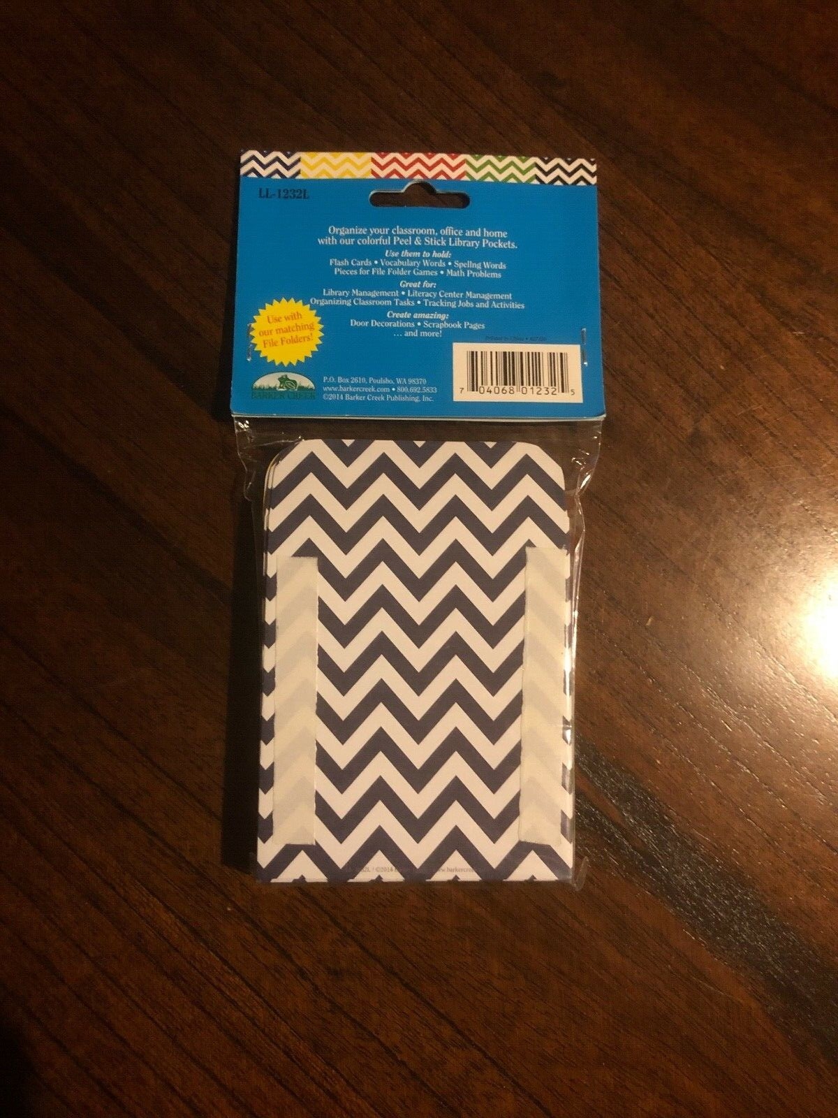 Barker Creek Nautical Chevron Library Pockets, Set of 30, Peel & Stick ...