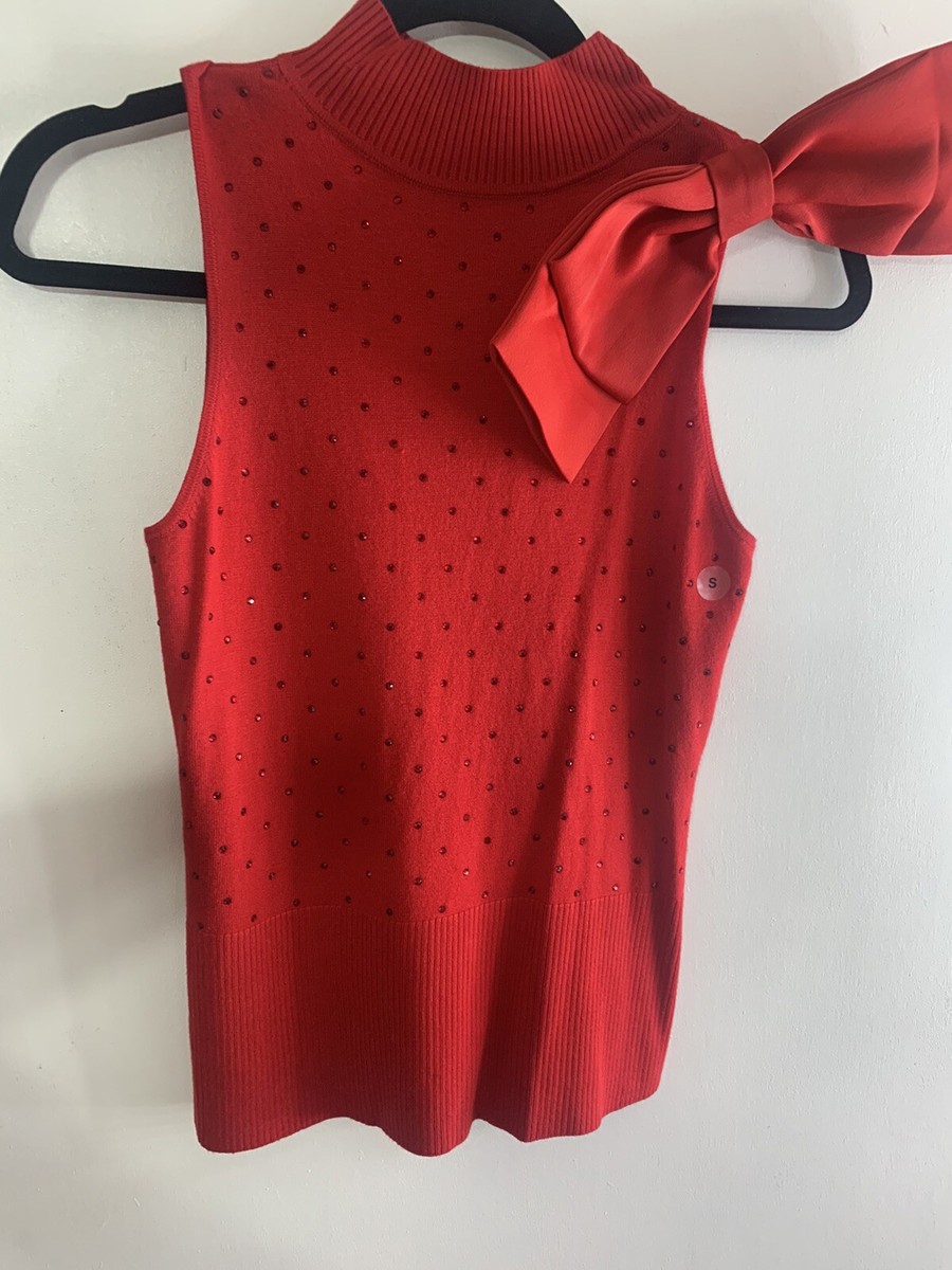 Blouse Rouge New York & Company Avec Nœud - Taille S - Sans Manches - Neuf Avec étiquettes