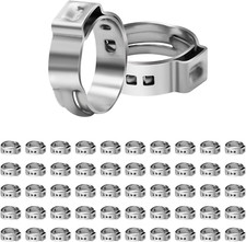 50 Pack PEX Cinch Clamps, 1/2" Stainless Steel Single Ear Hose Clamps