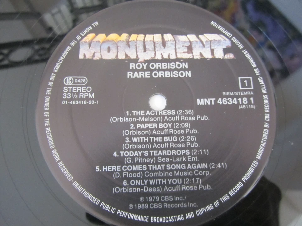 LP vinyle 33t . Roy Orbison – Rare Orbison (1989) compilation - Photo 3/4