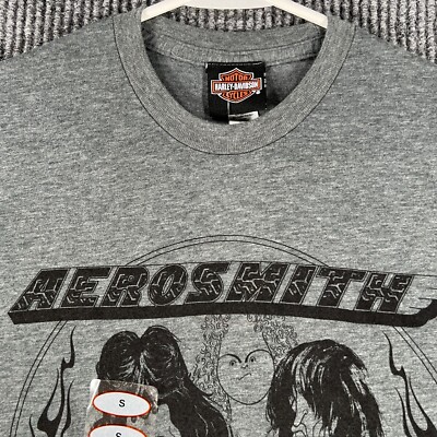Harley-Davidson Womens Shirt Aerosmith Small Gray Short Sleeve Motorcycles Rock
