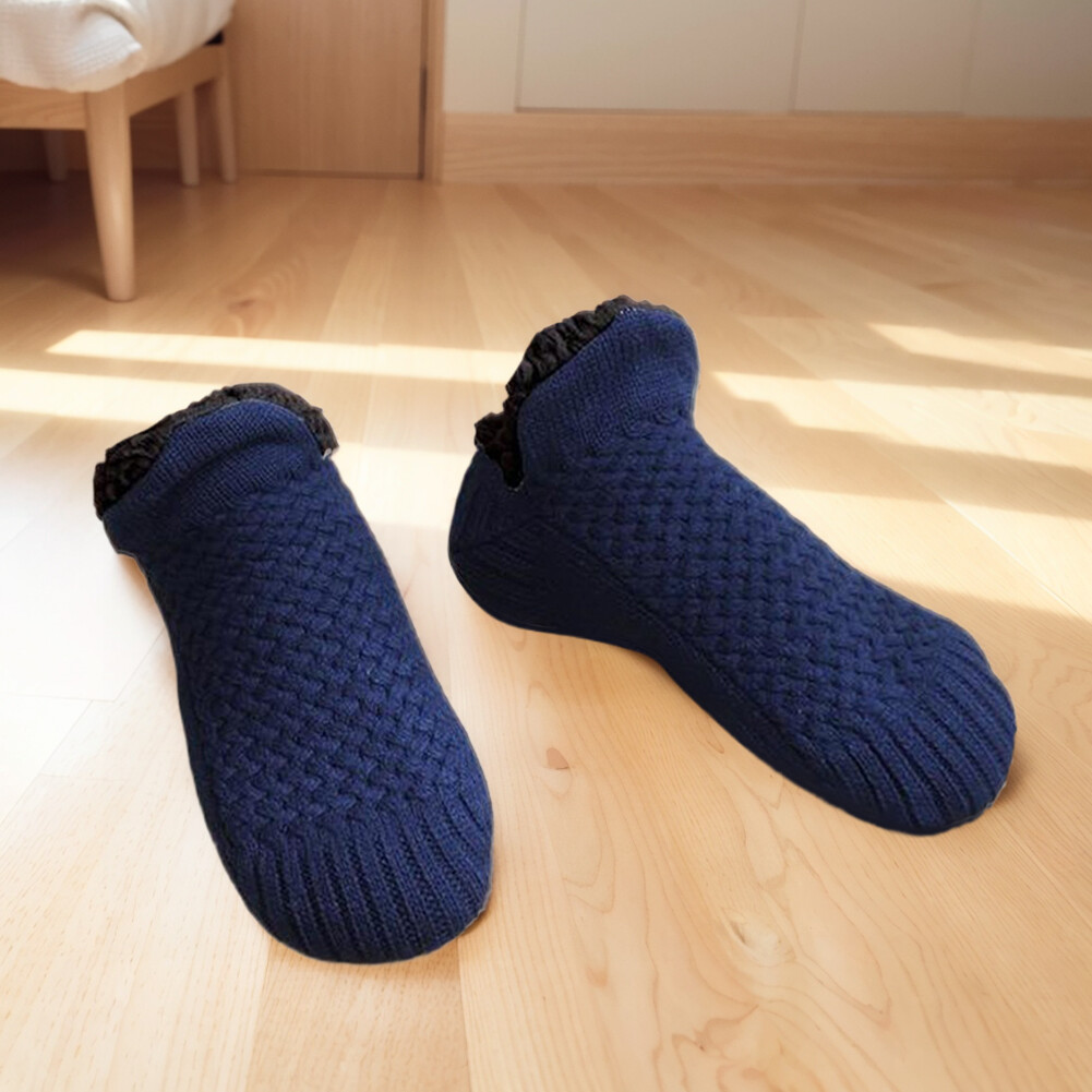 APL Uomo Donna Invernale Interno Casa Pantofole Calzini Fuzzy Fondo Calzini (Darkbl