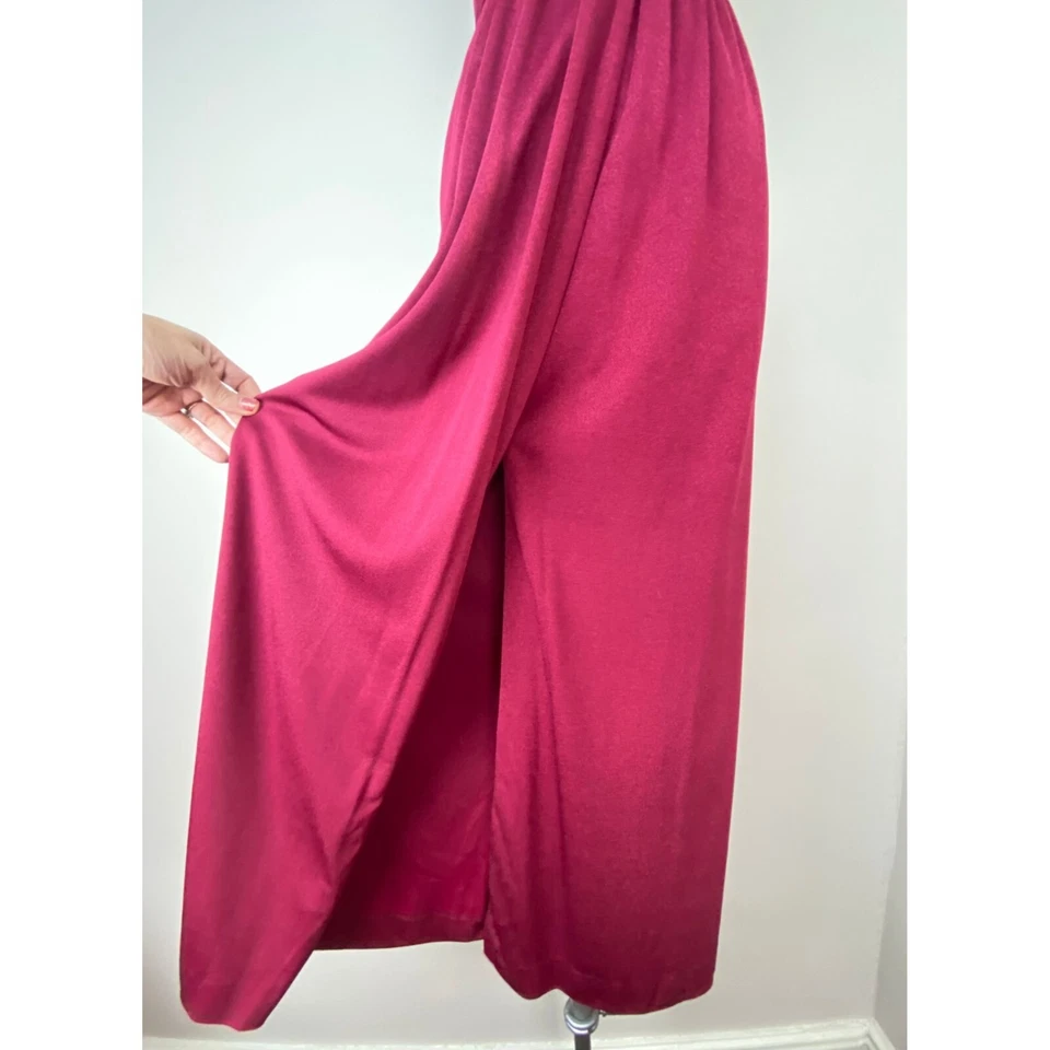 Maxi Vestido Borgoña Vintage Años 70, J. Winn-Powell, Talla XS Foto 4 de 4