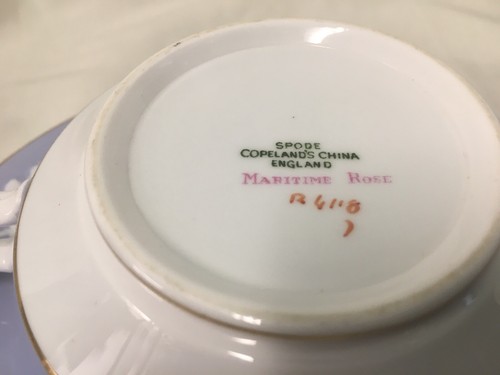 (6 Sets) Spode 'Maritime Rose' Blue CREAM CUP & LINER SETS - Picture 11 of 11