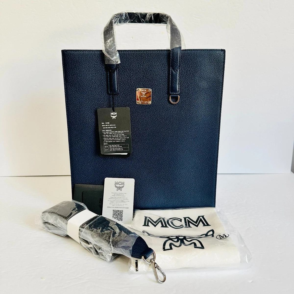 AUTHENTIC MCM CAMO PRINT PEBBLED LEATHER SHOPPER TOTE BAG W DUST