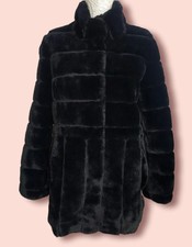 Kristen Blake Faux Fur Ladies Coat Jacket Size S Uk 8-10 Black