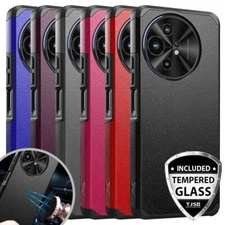 For TCL 50 XL 5G Case Mount Friendly Hard Dual Layer Hybrid Cover+Tempered Glass