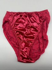 VTG Maidenform Seduction Red Lace Satin Feel Panties Hi Cut Underwear Sz 7 