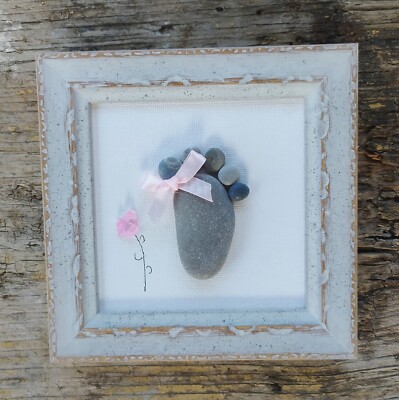 foot Child Gif, birthchild present framed,pebble art,birth soon girl , newborn