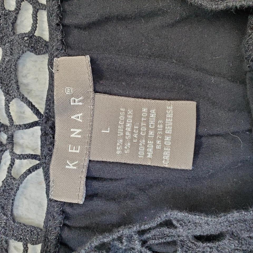 Blusa Kenar Top Mujer Grande Negra Sin Mangas Ligera Crochet Cuello Pullover Foto 4 de 4