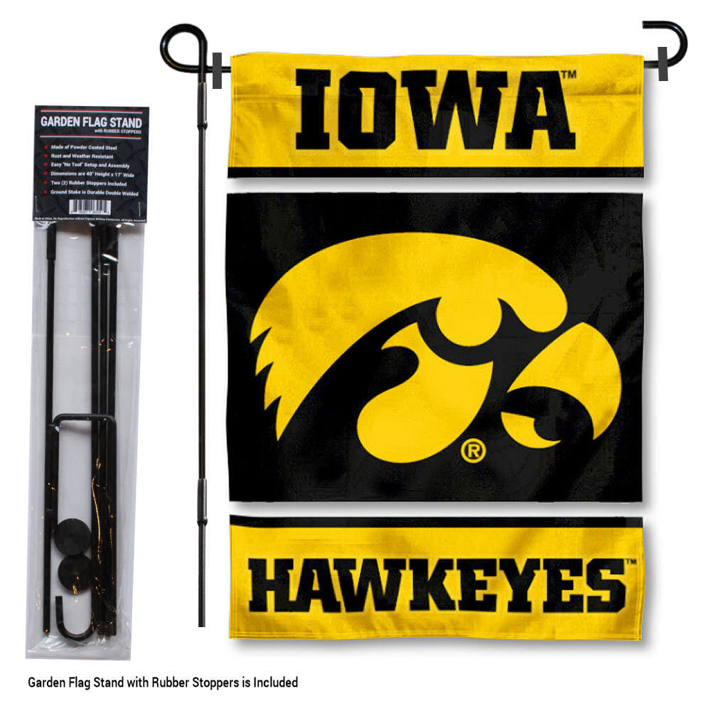 Iowa Hawkeyes Garden Flag with Yard Stand Included