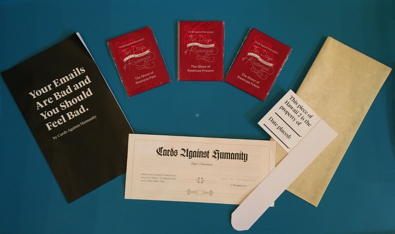 Cards Against Humanity 10 Days or Whatever of Kwanzaa - Cards, Booklet, Hawaii 2
