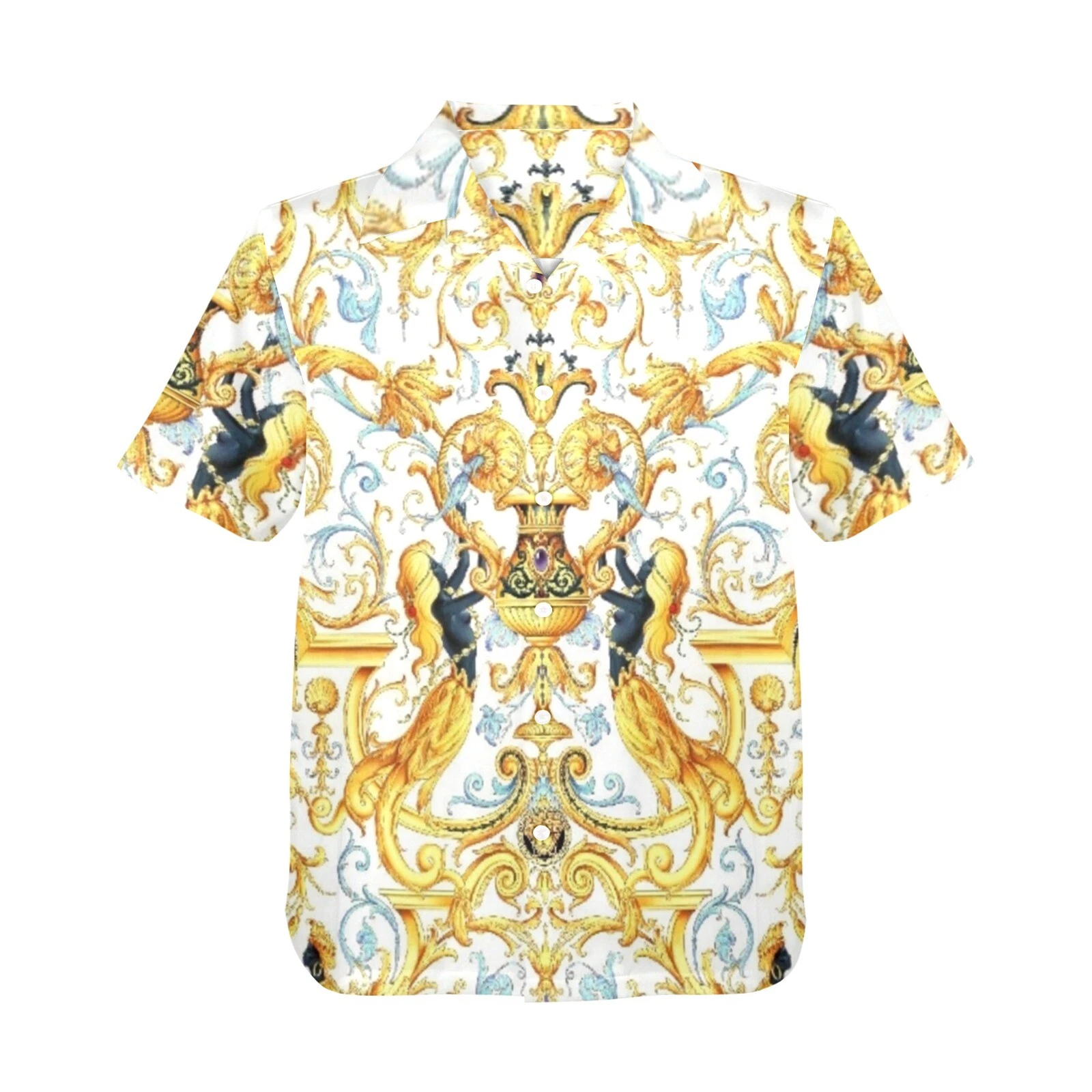 Hawaiian Button Shirt Baroque Pattern