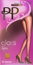 Pretty Polly XL Size Glossy 10 Denier Tights in Black or Nude shade