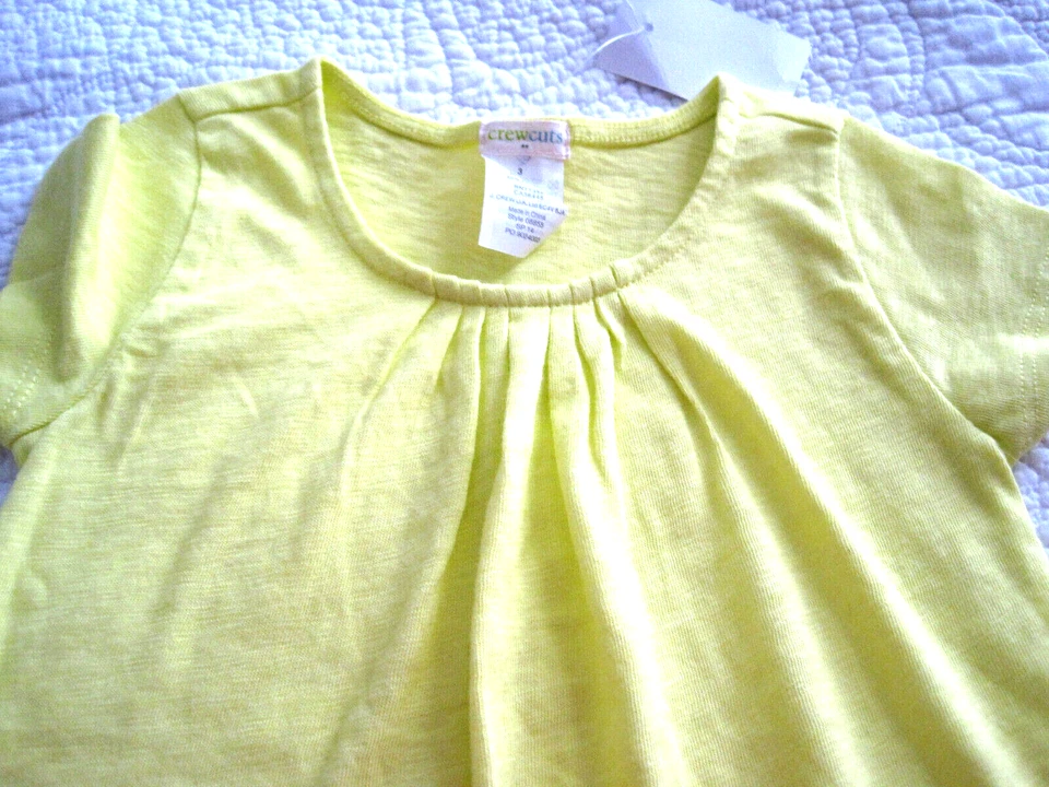 Girls Crewcuts Longer Knit T Shirt Bright Yellow New W/ Tags Size 3 Short Sleeve - Image 2 of 4