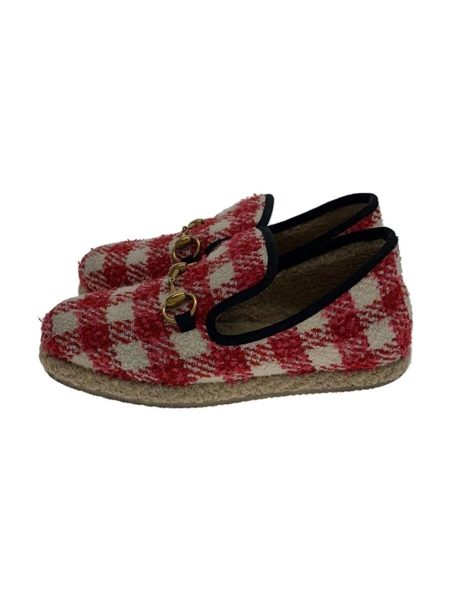 Mocassins GUCCI Horsebit aiguiseur talon 36,5 tweed rouge occasion