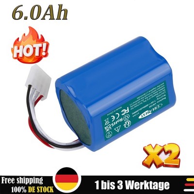 2x 7.4V Li-ion 6.0Ah Akku Für Vorwerk SCM67524,Kobold VR100,46439 Saugroboter