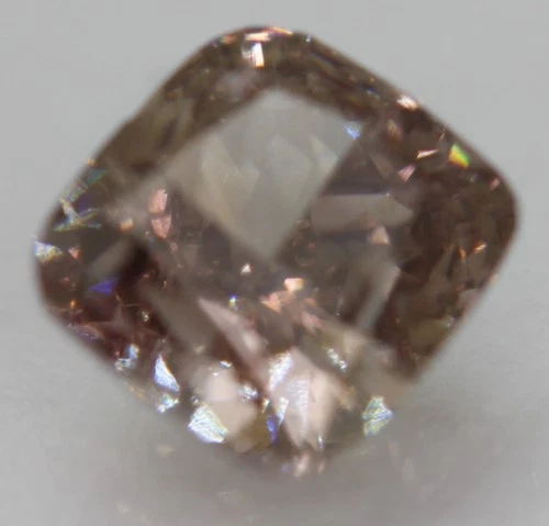 Cert 0.64 Carat Pink Brown VS2 Cushion Natural Enhanced Loose Diamond 4.78X4.52m