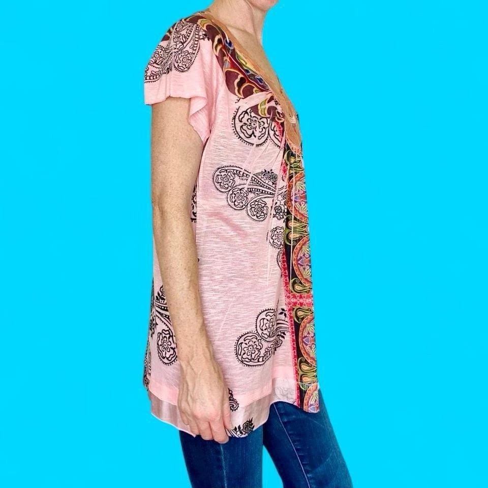 Nuevo con etiquetas Top túnica bohemia hippie colorida rosa Live And Let Live Foto 4 de 4