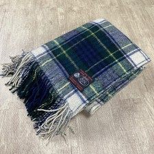 VTG 60S EDINBURGH WOOLEN MILL WOOL FRINGE PLAID TARTAN THROW BLANKET 63" X 46"