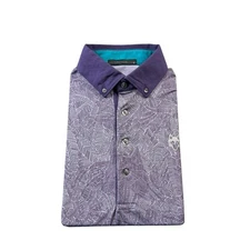 Greyson Purple White Geometric Tour Logo Men’s Golf Polo Shirt Size Small