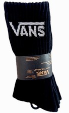 Vans Off The Wall 3-Pack Crew Socks Black boy's Shoe Size US 1-6 Gym Surf Skater