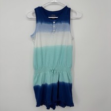 Polo Ralph Lauren Girls Blue Multicolor Ombre Jersey Romper Large 12-14