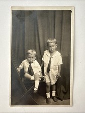 Antique RPPC Real Photo Postcard Two Young Bo...