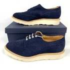 Tricker's Bourton Derby Brogue Shoes Size 10.5 Midnight Blue Repello Near New