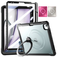 9H Tempered Glass 360  Rotation Stand Case Cover for iPad Air 13 Inch M4/M3/M2