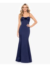 BLONDIE NITES Womens Navy Adjustable Open Up Back Accent Formal Dress 1