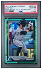 2024 Bowman Chrome 1st BEN RICE Aqua Refractor /125 #BCP-186 PSA 10 Pop 4