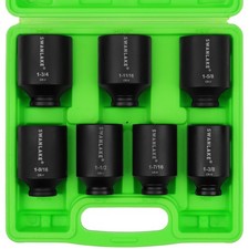 7pc Impact Axle Nut Socket Set 12 Inch Drive Sae Deep Large 1-38 To 1-34