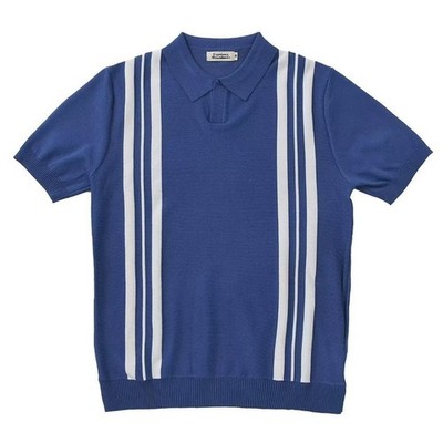 Men Vintage Striped Business Casual T Shirt Breathable Short Sleeve Knit Tops