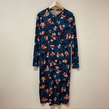 Zara Trafaluc Blue Floral Long Sleeve Dress Sz Small