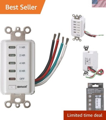 Southwire Woods In-Wall 8-Hour Digital Countdown Timer - Automatic Shut-Off T...
