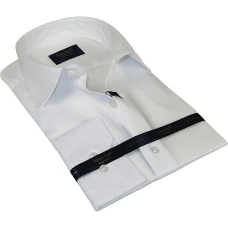 Мужская рубашка из 100% модного хлопка Manschett Quesste Турция Slim Fit 6041-03 белого цвета