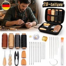 28 Stück Leder Nähset mit Nähahle & Wachsf...