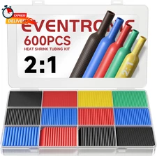 Eventronic 600PCS Heat Shrink Tubing 2:1, Electrical Wire Cable Wrap Assortment 