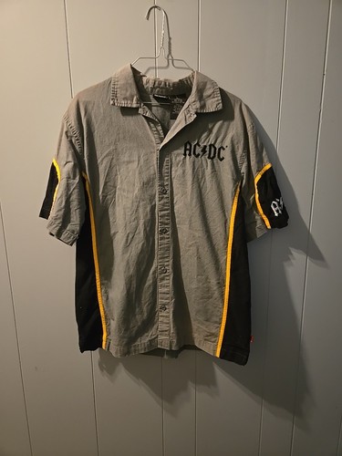 AC/DC Rockware Vintage 2005 Button Up Cannon Shirt Embroidered Logos Size L