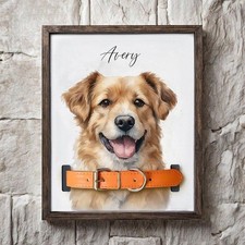 Custom Dog Memorial Frame, Pet Portrait Photo, Collar Keepsake